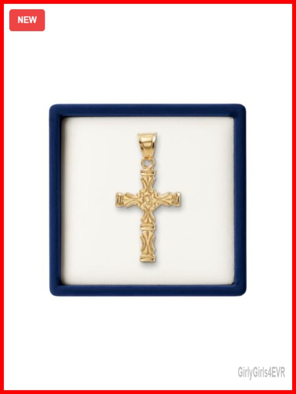 14K Yellow Gold Cross Pendant Regal Scroll Design Double-Bonded USA Made